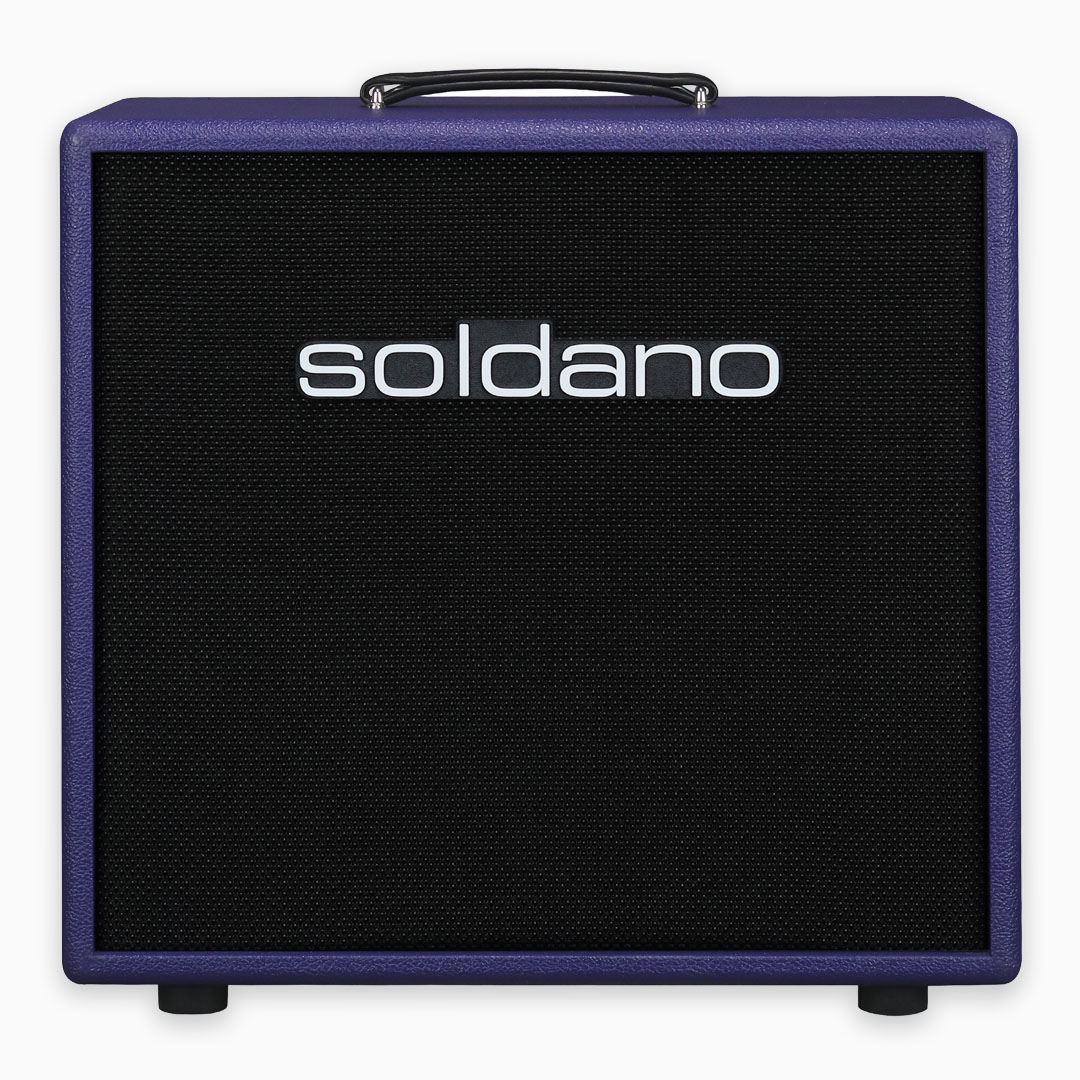 Front view of Soldano 1x12” in Purple