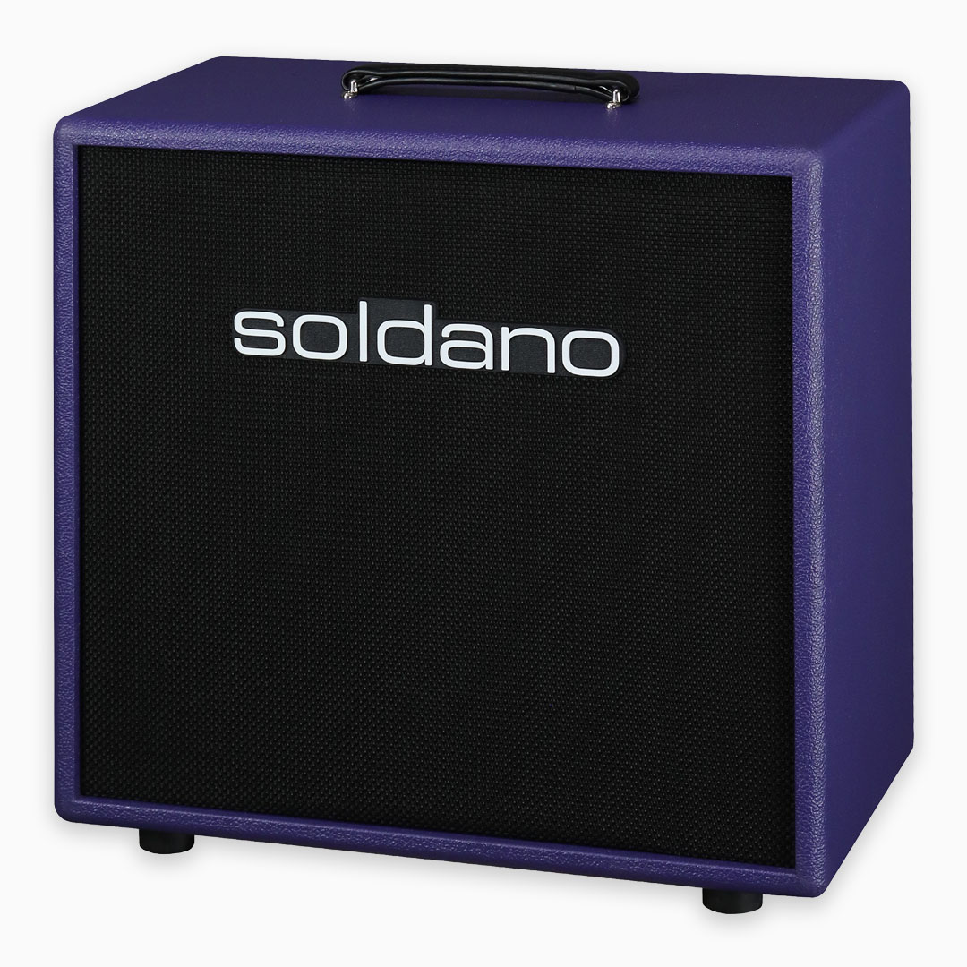 Side view of Soldano 1x12” in Purple
